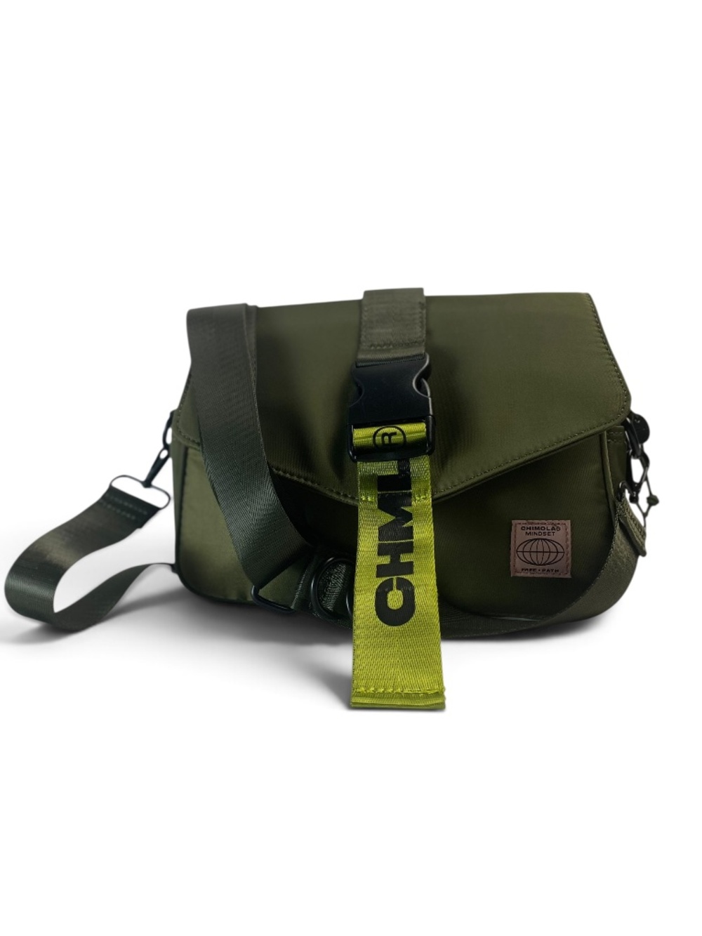 Chimola Mindset Olive Green Nylon Utility Crossbody Bag Gorpcore